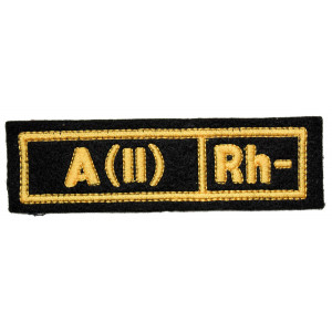 "A(II) RH-" (blood type) Black patch (silk)
