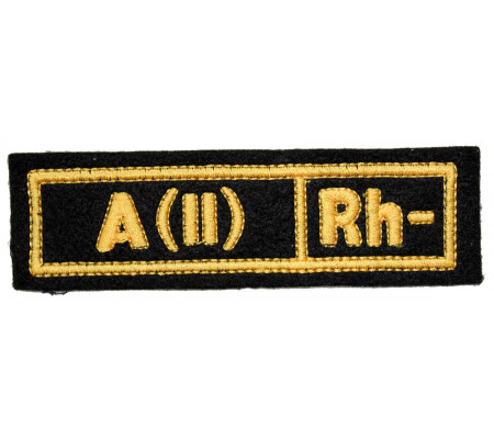 "A(II) RH-" (blood type) Black patch (silk)