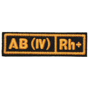"AB(IV) RH+" (blood type) Black patch (silk)