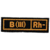 "B(III) RH-" (blood type) Black patch (silk)