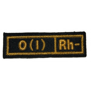 "O(I) RH-" (blood type) Black patch (silk)