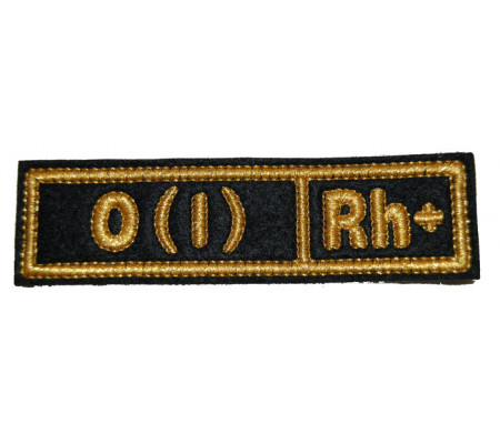 "O(I) RH+" (blood type) Black patch (silk)